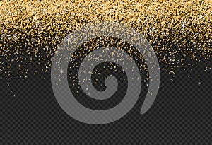 Gold glitter particles isolate on png or transparent background with sparkling snow, star light for Christmas, New Year,
