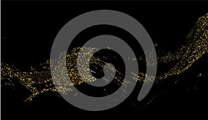 Gold glitter particles, shining gold sparks wave background. eps 10
