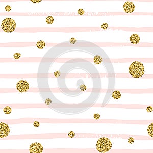 Gold glitter on pink striped background