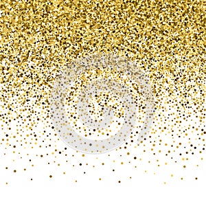 Gold glitter shine texture on a black background. Golden explosion of confetti.