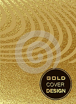 Gold, Glitter, Sparkles Design Template for Brochures, Invitation for New Year, wedding, birthday. Patina golden elements. Vector photo