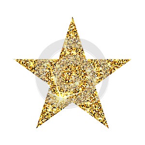 Gold glitter star. Golden sparcle luxury design element. Amber particles.