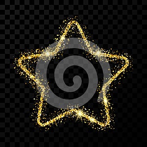 Gold glitter star with shiny sparkles