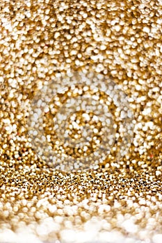 Gold glitter texture background in perspective view, use for dis