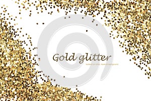 Gold glitter texture isolated. Abstract background.