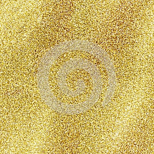 Seamless gold glitter texture isolated on golden background. Sparkle sequin tinsel yellow bling. photo