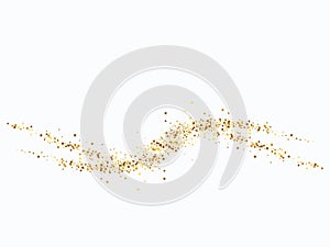 Gold glitter wave abstract background, golden sparkles on white background, vip design template