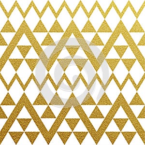 Gold glittering seamless pattern of triangles