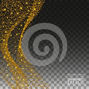 Gold glittering Space star dust. Sparkling particles on transparent background. Glitter particles effect. Vector