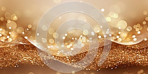 Gold Glittering Sparkles Pattern, Glitter Confetti Background, Color Dots Luxury Banner, Bronze Dust