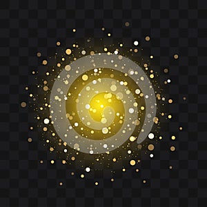 Gold glittering trail sparkling stardust abstract particles on b