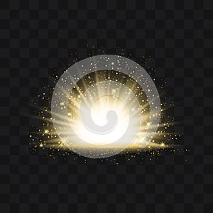 Gold glittering trail sparkling stardust abstract particles on b