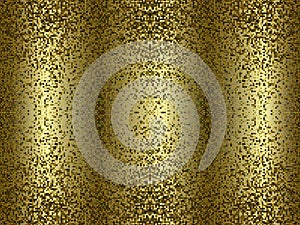 Gold glittery shiny 3d seamless pattern. Halftone circles glowing background. Textured half tone glitters dotted backdrop. Gold