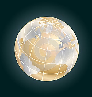 Gold globe planet earth vector image 