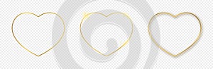 Gold glowing heart shape frame