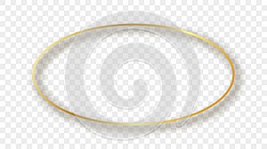 Gold glowing oval shape frame with shadow