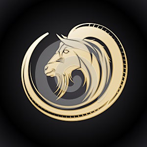 Gold goat logo.