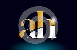 gold golden alphabet letter ah a h logo combination company icon design photo