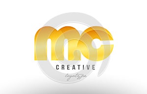 gold golden metal gradient mc m c alphabet letter logo combination icon design