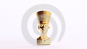 Gold Golden Nefertiti Bust African Queen Egyptian Idol Women Art Wealth White Background