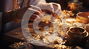 Gold golden nugget wealth shiny precious treasure metallic bright jewelry background textured