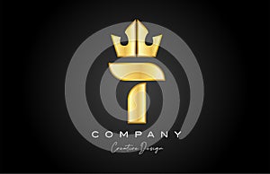 gold golden S alphabet letter logo icon design. Creative crown king template for company and business