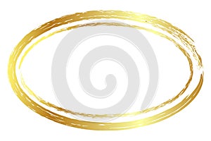 gold golden vector simple double line oval frame from crayon, at white background