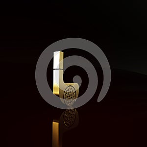 Gold Golf club with ball icon isolated on brown background. Minimalism concept. 3d illustration 3D render