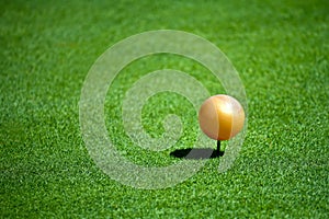 Gold Golf  Tee Marker on Golf Course