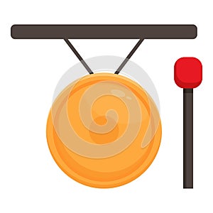 Gold gong boxing icon cartoon vector. Ring arena champion
