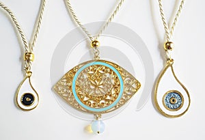 gold greek evil eye necklaces