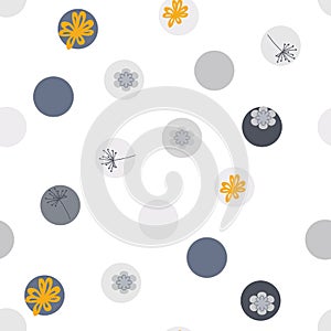 Gold and grey flower circles seamless pattern