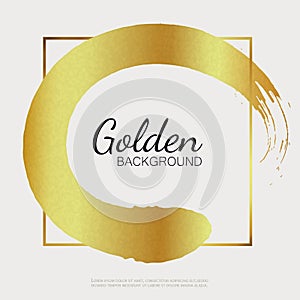 Gold grunge circle on white background in a frame
