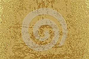 Gold grunge texture to create distressed effect. Patina scratch golden elements. Vintage abstract illustration.