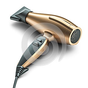 Gold hairdryer illustration