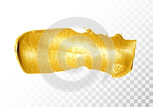 Gold hand drawn paint brush stroke isolated