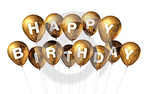Gold Happy Birthday balloons