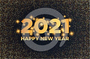 Gold Happy New Year 2021 vector background.