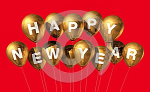 Gold happy new year balloons
