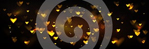 Gold heart bokeh glitter spark effect background