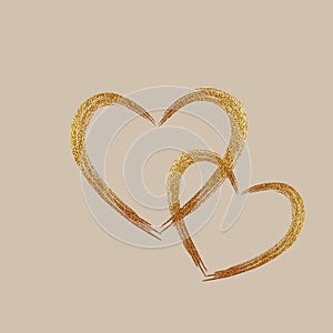 Gold Heart . Grunge stamps. Love shape for your design.