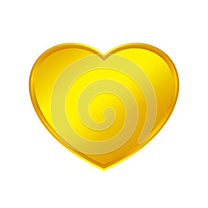 Gold heart shape isolated on white background, golden heart shaped icon, gold heart logo, image of golden heart shaped symbol