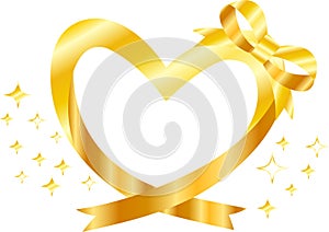 Gold Heart-shaped ribbon frame