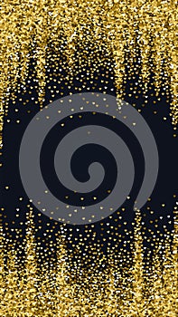 Gold hearts scattered on black