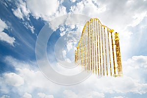 Gold heavens gate in the sky / 3D illustration