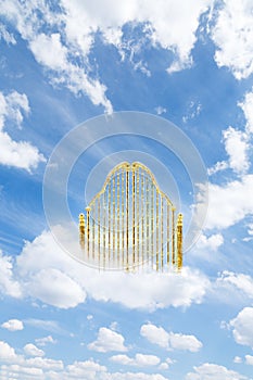 Gold heavens gate in the sky / 3D illustration