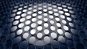 Metallic circle mesh - Hexagonal abstract background -  Dark blue - 3d illustration