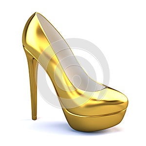 Gold high heel shoes