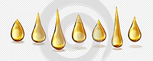 Gold honey drop, isolated olive oil droplet vector