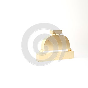 Gold Hotel service bell icon isolated on white background. Reception bell. 3d illustration 3D render